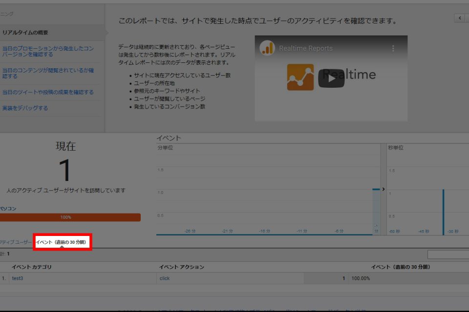 Google Analyticsでクリック数のイベント測定